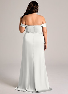 Azazie Johana Robes de demoiselle d'honneur Robe Sirène Convertible en Satin extensible Épaule décolletée Blanc image9