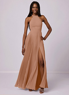 Barbie ♥ Azazie Final Sale Champagne Rose A-Line Pleated Chiffon Dress image1