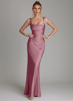 Azazie Agustina Bridesmaid Dresses Vintage Mauve Mermaid Corset Stretch Satin Dress image1