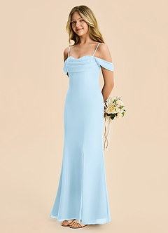 Azazie Nira Junior Sky Blue Mermaid Ruched Chiffon Dress image3