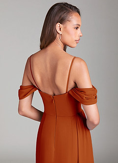 Azazie Amyra Bridesmaid Dresses Paprika Sheath Off the Shoulder Chiffon Convertible Dress image8