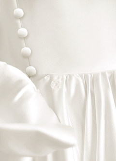 Azazie Trinity Flower Girl Dresses Ivory Ball-Gown Bow Matte Satin Dress image7