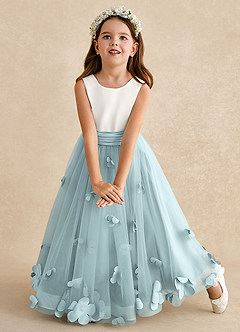 Azazie Vi Flower Girl Dresses Mist A-Line Sleeveless Tulle Dress image6