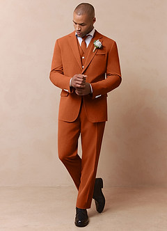 front James Burnt Orange Structured Stretch 3-piece suit
