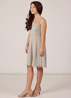 Azazie Kalie Junior Frost A-Line with Belt Chiffon Dress image3