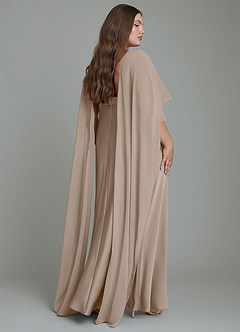 Azazie Stefania Robes de demoiselle d'honneur Robe Trapèze en Satin extensible Taupe image2