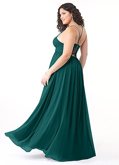 Azazie Aaida Bridesmaid Dresses Peacock A-Line Corset Chiffon Dress image10