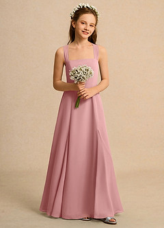 Azazie Tater Girls Formal Flower Girl Dresses Dusty Rose A-Line Pleated Chiffon Dress image4