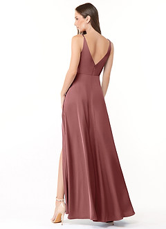 Azazie Dalilah Brautjungfernkleider A-Linie V-Hals Gefaltet Stretch-Satin Kleid Amethyst image2
