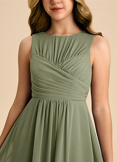 Azazie Skyla Junior Pistachio A-Line Pleated Chiffon Dress image7