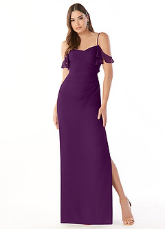 Azazie Emeralda Brautjungfernkleider Etui Schulterfrei Chiffon Kleid Traube image3