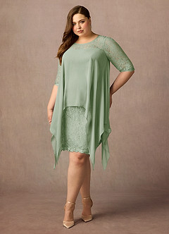 Azazie Flo Mother of the Bride Dresses Dusty Sage A-Line Lace Chiffon Dress image6