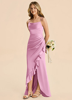 Azazie Mia Junior Robe Sirène en Satin extensible Plissé Rose Bonbon image4