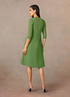 Azazie Olivia Mère de la mariée Robes Robe Trapèze en Mousseline de soie Encolure carrée plissée Basilic image2