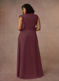 Azazie Narine Mother of the Bride Dresses Sangria A-Line High Neckline Pleated Chiffon Dress image13