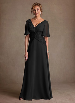 Azazie Milliat Klänningar till brudens mor Klä A-Line i Chiffong Spets Svart image4