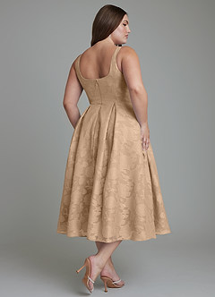 Azazie Amalie Bridesmaid Dresses Champagne A-Line Pleated Floral Burnout Dress image5