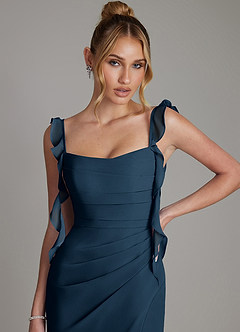 Azazie Jessamine Bridesmaid Dresses Dark Navy Mermaid Corset Chiffon Dress image3