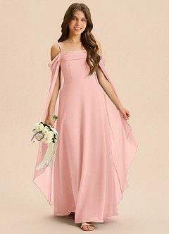 Azazie Moana Junior Linia A Pofałdowany Szyfon Długość podłogi Młodsza druhna Sukienka image3