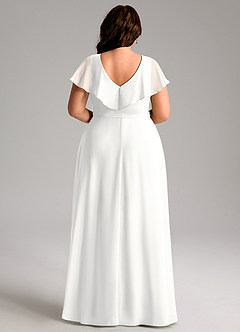 Azazie Lainey Bridesmaid Dresses White A-Line with Pockets Chiffon Dress image9