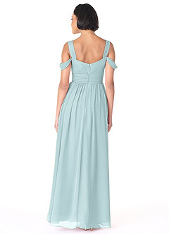 Azazie Lianne Brautjungfernkleider A-Linie Schulterfrei Chiffon Kleid Nebel image4
