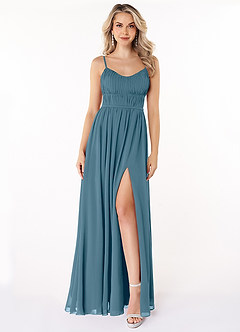 Azazie Yanelie Bridesmaid Dresses Bermuda A-Line Scoop Pleated Chiffon Dress image1