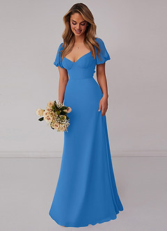 Barbie ♥ Azazie Bridesmaid Dresses Blue Jay A-Line Pleated Chiffon Dress image6