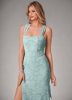 Azazie Luci Robes de demoiselle d'honneur Robe Sirène Convertible en Blumen-Burnout Plissée Brume image4
