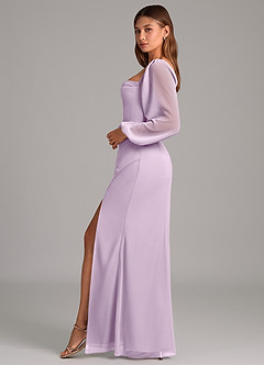 Azazie Brixley Bridesmaid Dresses Frosted Lilac Mermaid Long Sleeve Chiffon Dress image3
