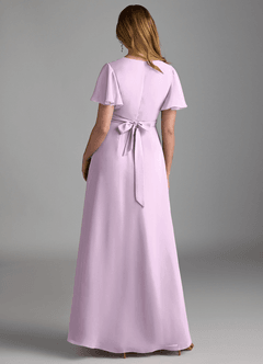 Azazie Zaniah Bridesmaid Dresses Frosted Lilac A-Line Chiffon Dress image2