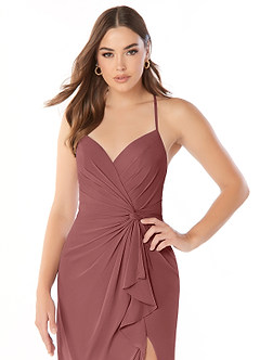 Azazie Aribella Bridesmaid Dresses Amethyst Sheath Ruched Chiffon Dress image5