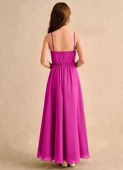Azazie Twilight Dance Girls Formal Flower Girl Dresses Fuchsia A-Line Pleated Chiffon Dress image2