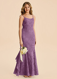 Azazie Lioren Junior Meerjungfrau-Linie Gestreift Blumen-Burnout Kleid Blauregen image4