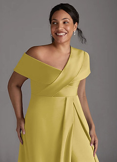 Azazie Milton Moeder van de bruid jurken A-Lijn Jurk van Stretch Satijn Geplooid Kanarie image13