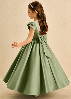 Azazie Toffee Flower Girl Dresses Pistachio Ball-Gown Bow Matte Satin Dress image5