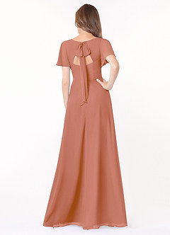 Azazie Kimber Bridesmaid Dresses MAI TAI A-Line Flounce Sleeve Chiffon Dress image2