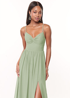 Azazie Zeya 신부 들러리 드레스 A라인 주름진 쉬폰 발목 길이 드레스 image5