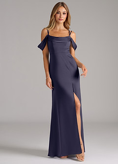 Azazie Callan Final Sale Stormy A-Line Pleated Stretch Satin Convertible Dress image4