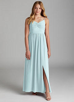 Azazie Zeya Junior A-Linie Chiffon Kleid Nebel image1