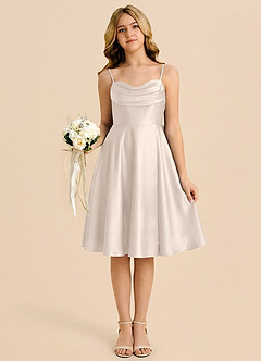 Azazie Bear Junior White Alabaster A-Line Sweetheart Neckline Stretch Satin Dress image6