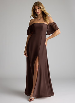 Azazie Sue Bridesmaid Dresses Ganache A-Line Off the Shoulder Chiffon Convertible Dress image4