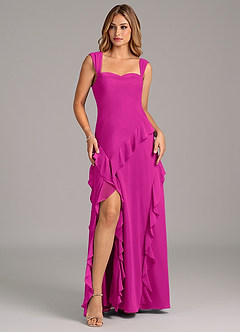 Azazie Sloane Brautjungfernkleider A-Linie Herzausschnitt Chiffon Kleid Fuchsia image1