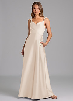 Azazie Beatrice 신부 들러리 드레스 A라인 스윗하트 네크라인 스트레치 새틴 바닥 길이 드레스 image4