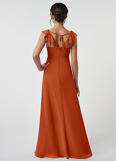 Azazie Amada Junior Burnt Orange A-Line Ruched Chiffon Dress image2