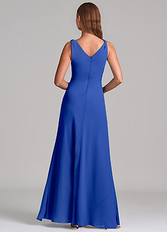 Azazie Nerine Brudtärnklänningar Klä av A-Linje i Chiffong Plisserad Kungsblå image5