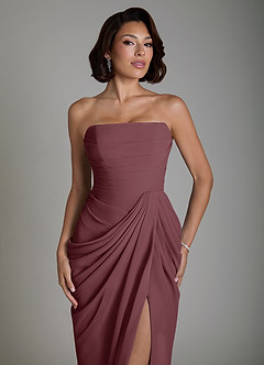 Azazie Nyra Bridesmaid Dresses Sangria Sheath Corset Chiffon Dress image5
