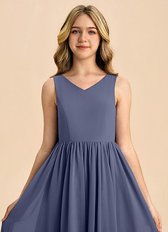 Azazie Hathaway Junior Stormy A-Line Bow Chiffon Dress image6