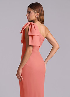 Azazie Yuanna Bridesmaid Dresses Salmon Pink Mermaid One Shoulder Chiffon Dress image8