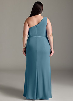 Azazie Liza Jurken voor bruidsmeisjes Jurk van Chiffon met Zeemeermin One-Shoulder Bermuda image7