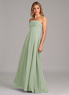 Azazie Lucienne Brudtärnklänningar Klänning av A-Linje i Chiffong Axelbandslös Dusty Sage Konvertibel image4